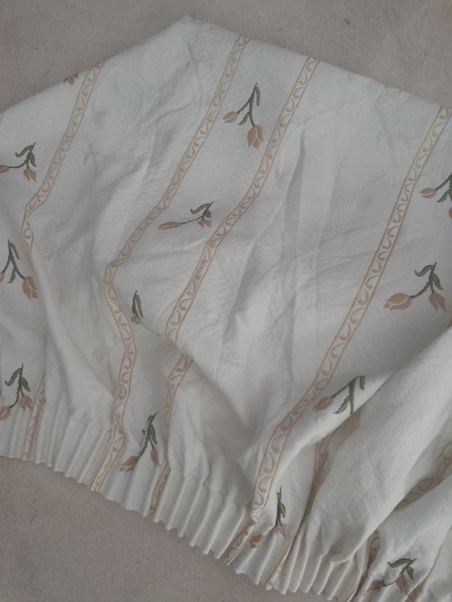 Cortinas beige y blancas - 2 uds.