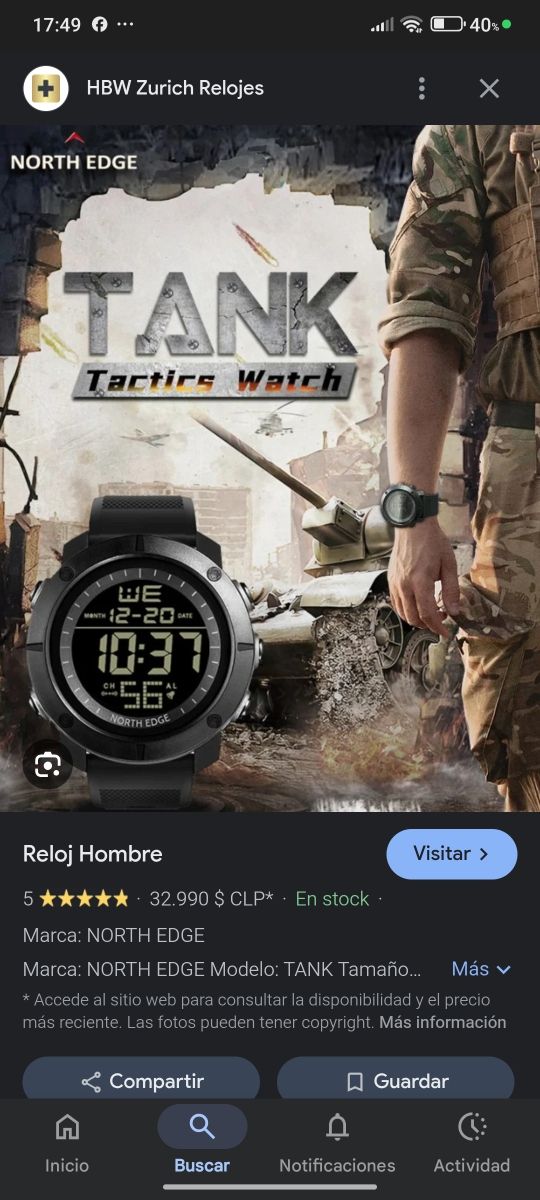 Orologio North Edge Tank