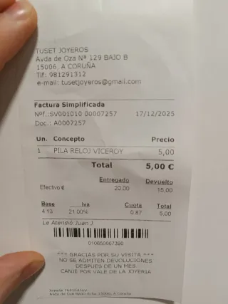 Viceroy Acero 40519-85 | Pila Nueva (Ticket) +Caja