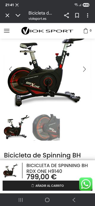 Bicicleta estática BH RDX One, indoor