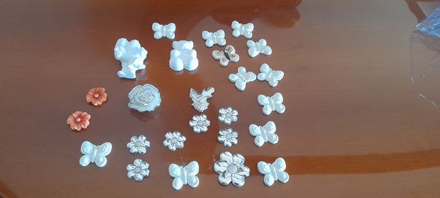 20 decorazioni varie bianche e argento