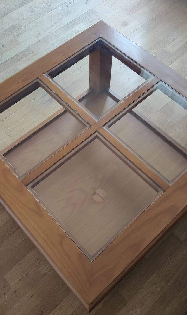 Mesa centro madera maciza y cristal