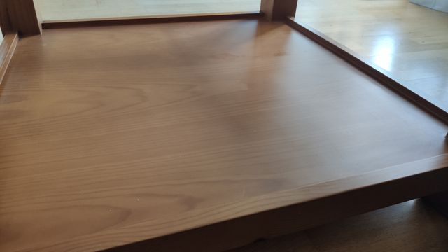 Mesa centro madera maciza y cristal