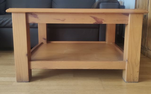 Mesa centro madera maciza y cristal