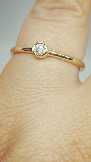 Anillo Diamante y plata 925 laminado oro 18k 
