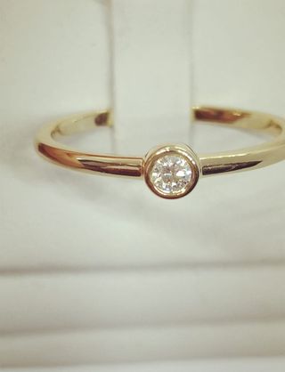 Anillo Diamante y plata 925 laminado oro 18k 
