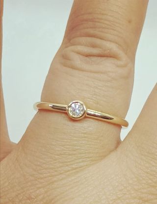 Anillo Diamante y plata 925 laminado oro 18k 