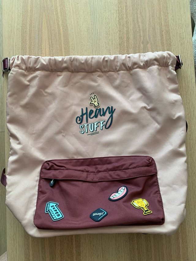 Mochila saco rosa-marrón