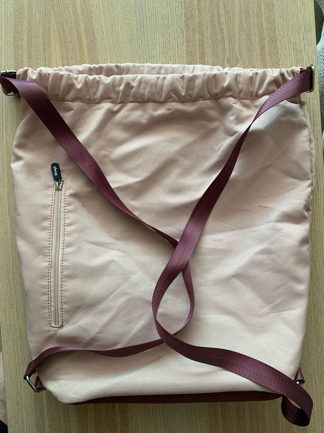 Mochila saco rosa-marrón