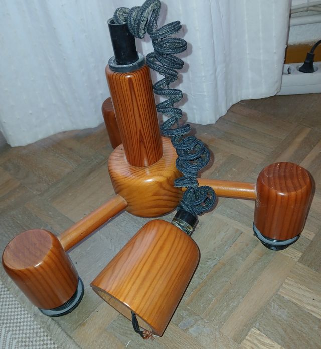 Lámpara madera maciza 3 luces