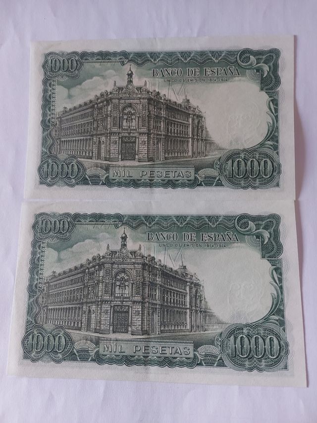 Billetes 1000 pesetas 1971. 2 numer. consecutivas