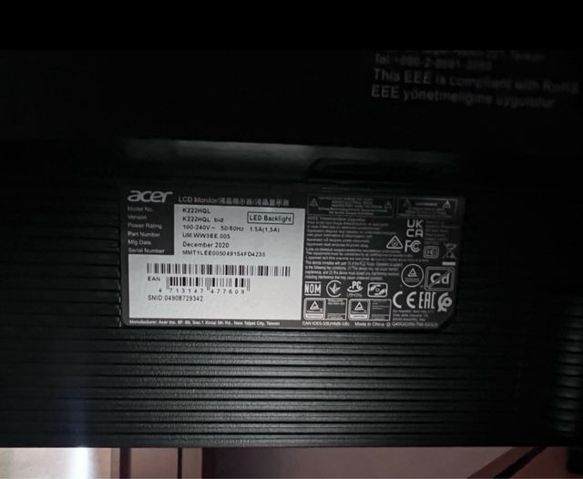 Monitor Acer LCD 22" Negro