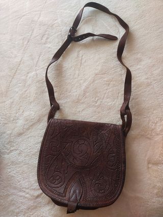 Bolso bandolera piel marrón
