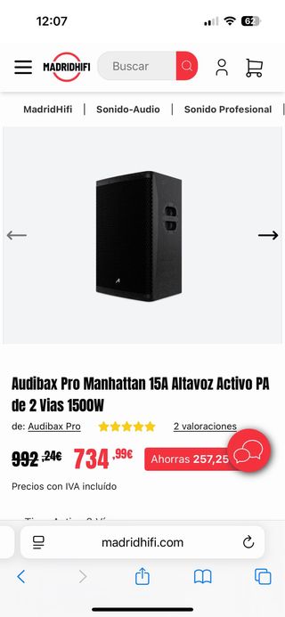 Altavoz activo Audibx Pro Manhattan 15A