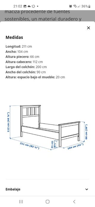 Estructura de cama Hemnes 90x200 + somier