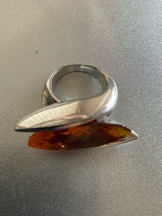 Anello vintage acciaio ambra