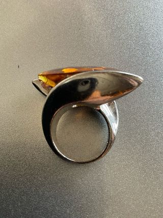 Anello vintage acciaio ambra