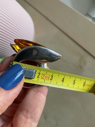 Anello vintage acciaio ambra