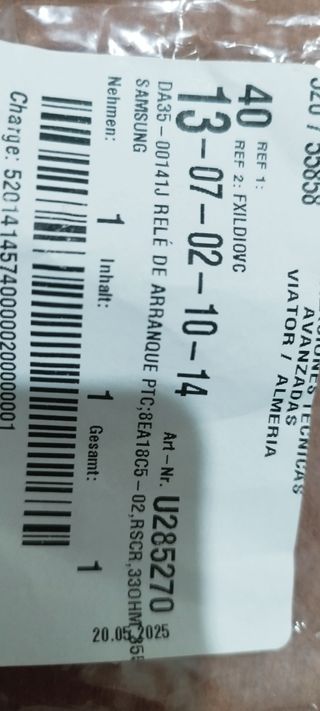 Relé Arranque SAMSUNG DA35-00041J