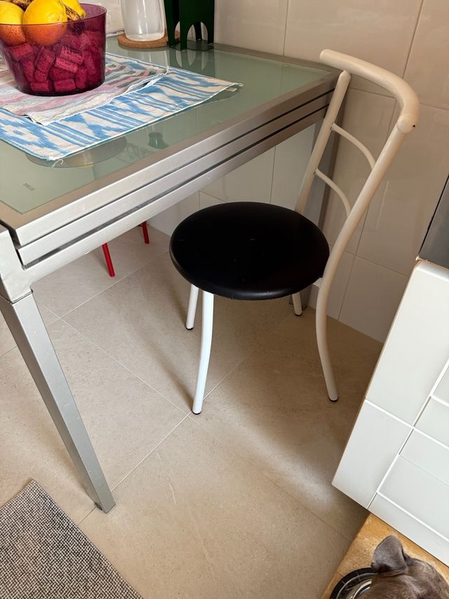 Mesa cocina/terraza - cristal y metal