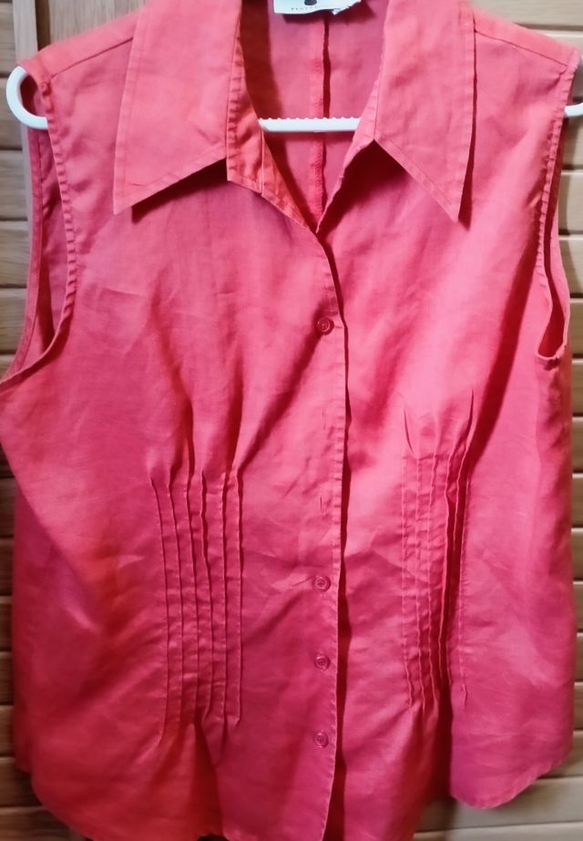 Blusa roja lino talla 42