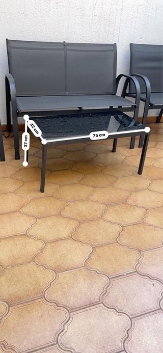 Conjunto jardín exterior - 2 sillas, sofá y mesa