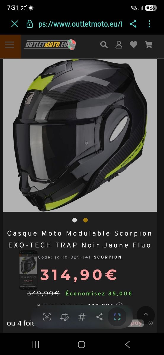 Casco moto Scorpion exo abatible 