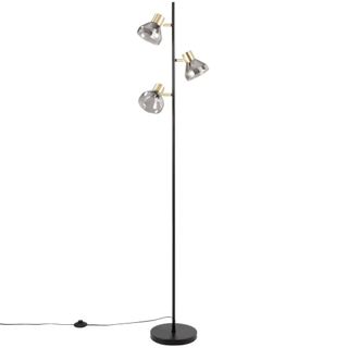 Lámpara pie 3 luces - Negra y dorada