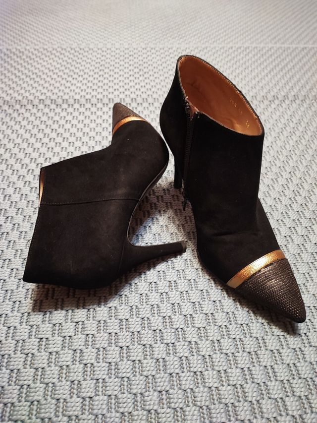 Botines negros dorados mujer talla 38