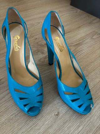 Zapatos Fredos Piel Azul Turquesa 35