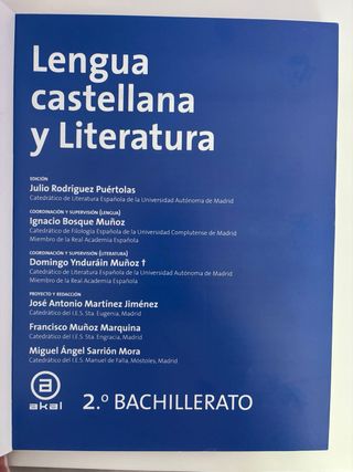 Lengua castellana y literatura, 2 Bachillerato