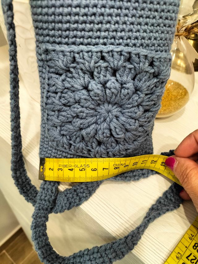 Bolso bandolera crochet azul