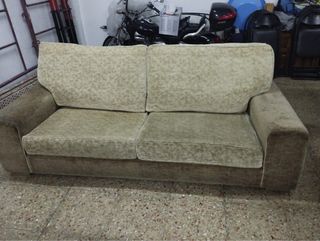 Sofá 3 plazas beige y marrón
