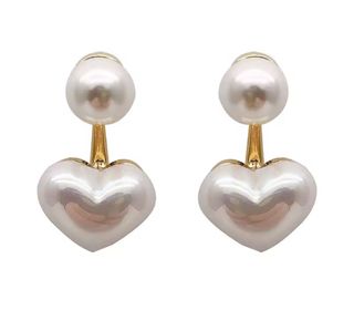 Pendientes corazón perla