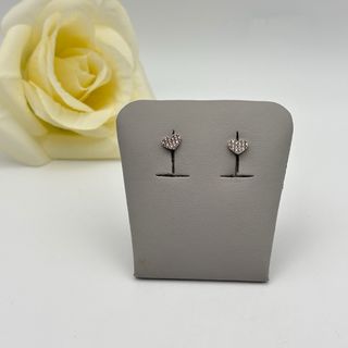 Pendientes oro blanco 18kt con diamantes corazón