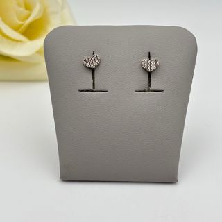 Pendientes oro blanco 18kt con diamantes corazón