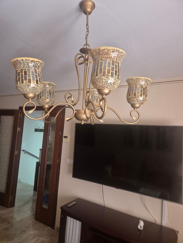 2 candeeiros de teto em ouro vintage