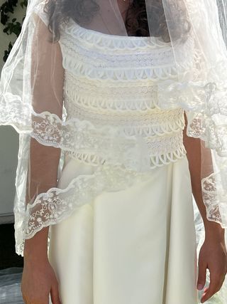 Velo de novia de tul y encaje 