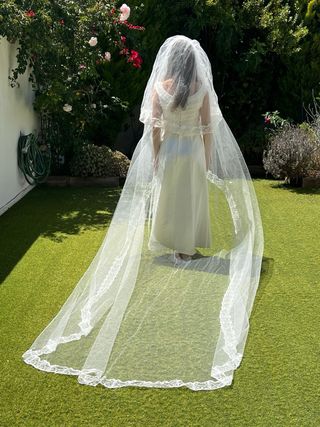 Velo de novia de tul y encaje 