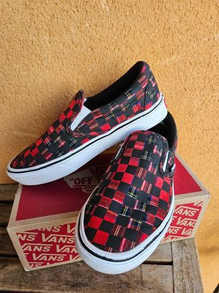  Vans Slip-on (Plaid Check) Red/ True White