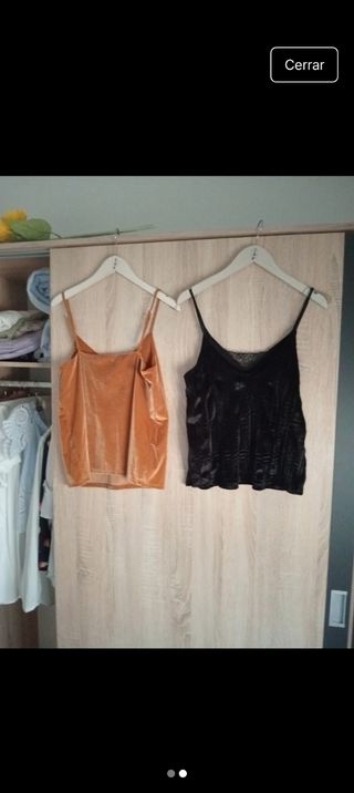 Tops mujer terciopelo - Negro y naranja