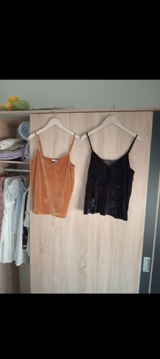 Tops mujer terciopelo - Negro y naranja