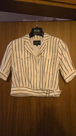 Giacca Emporio Armani righe beige-blu tg 42