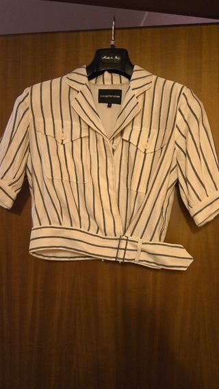 Giacca Emporio Armani righe beige-blu tg 42