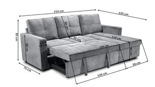 Sofá cama chaise longue gris