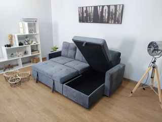 Sofá cama chaise longue gris