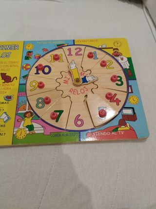 Reloj aprendizaje niños madera.