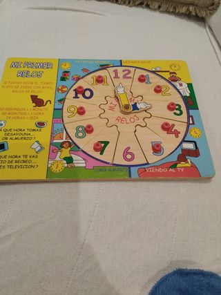 Reloj aprendizaje niños madera.
