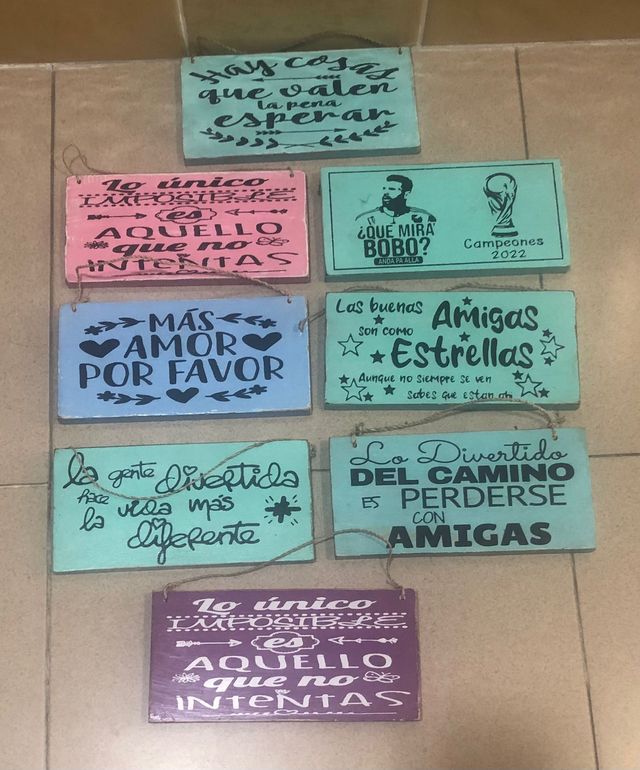 3 Carteles madera frases positivas
