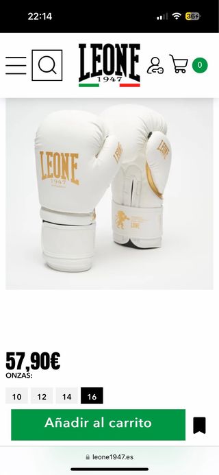 Guantes boxeo Leone 16 oz 1947 blancos